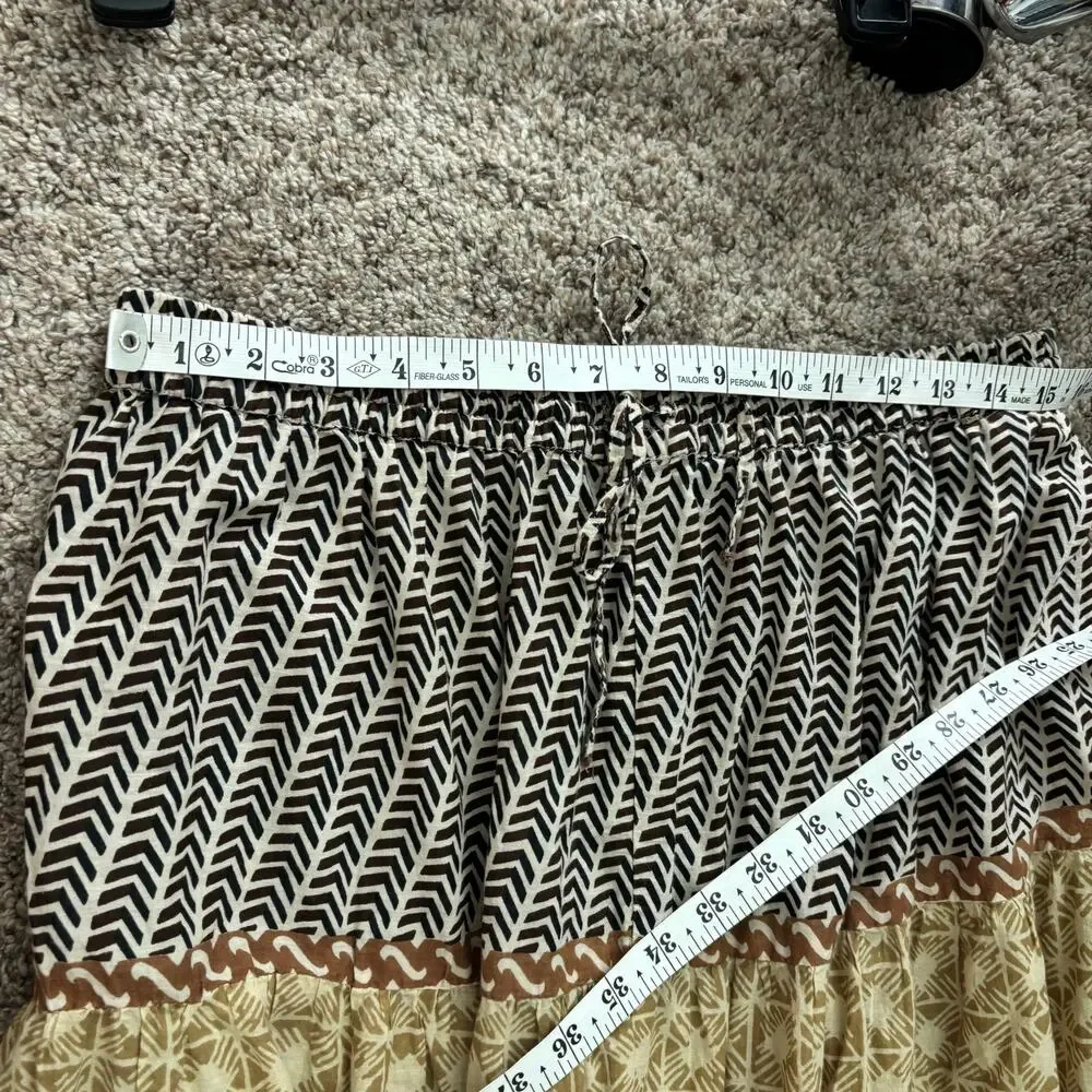 White Stag Boho Tiered Maxi Skirt Brown Festival Hippie Gypsy Cottagecore Size L - Picture 12 of 16